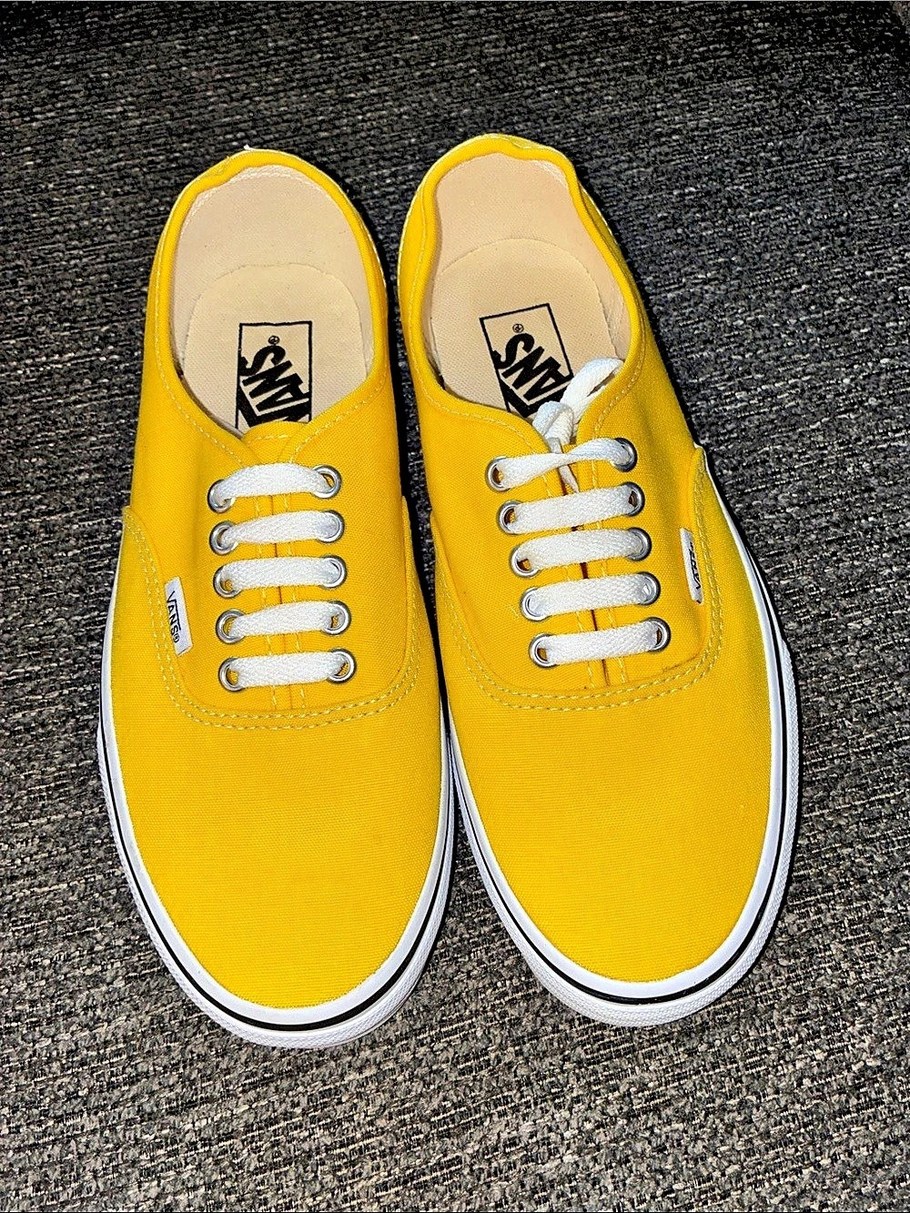 Vans Authentic Canvas Sneakers in Yellow & White US 7